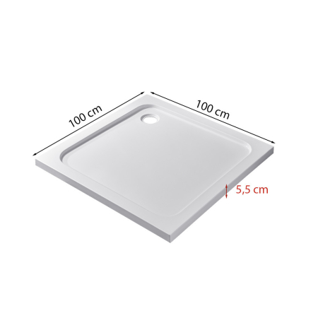 Leziter Modena Slim pătrat scăzut acrilic cabină de duș 100x100 cm [2]