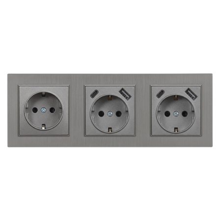 Leziter Mufa Nova III cu două conectori USB cu cadru gri [0]