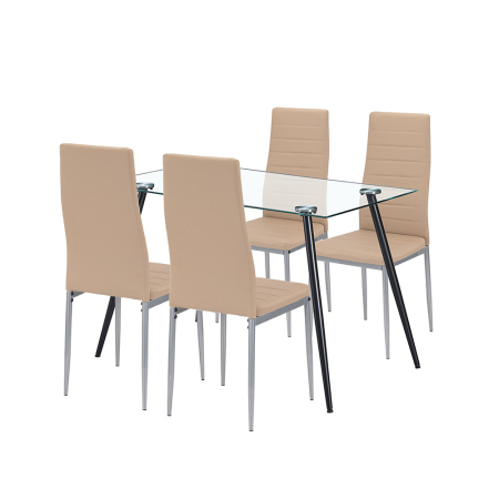 Mobilier sufragerie - Leziter Nash 4+1 set de luat masa bej-gri