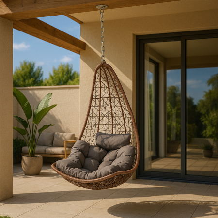 Leziter Natal Easy grădină hamac scaun maro cu kit de fixare [1]