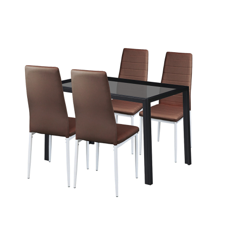 Leziter Nicole 4+1 set de luat masa maro [0]