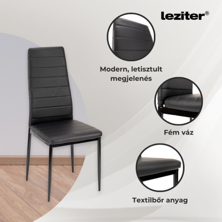 Leziter Nicole 4+1 set de luat masa negru [5]