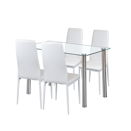 Mobilier - Leziter Nolen 4+1 set de sufragerie alb
