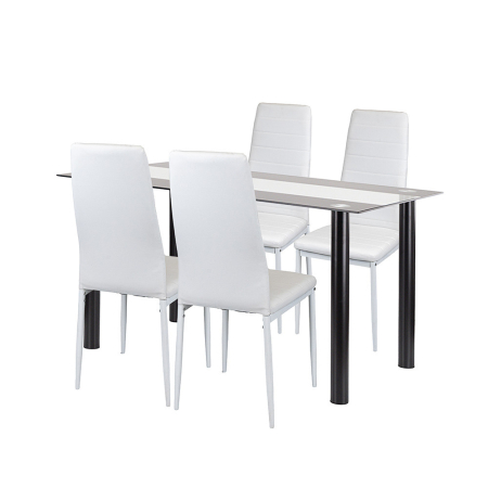 Mobilier - Leziter Norman 4+1 set de sufragerie alb