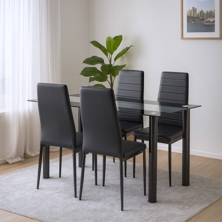 Leziter Norman 4+1 set de sufragerie negru [1]