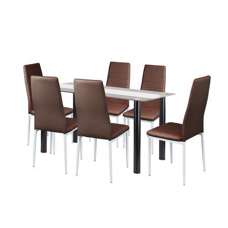 Mobilier - Leziter Norman 6+1 set de luat masa maro