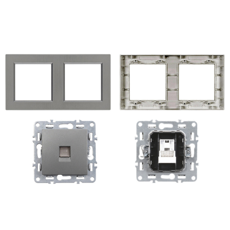 Leziter Nova dublă priză UTP RJA-45 cu cadru gri [3]