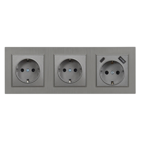 Conector, soclu - Leziter Nova III două premiu cu conector USB cu cadru gri