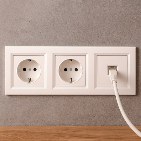 Leziter Nova III două prize cu conector UTP cu cadru alb [1]