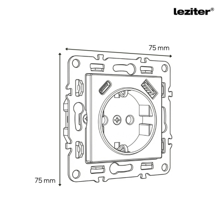 Leziter Nova IV două premiu cu două conectori USB cu cadru gri [3]