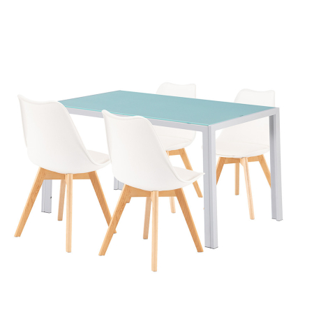 Mobilier - Leziter Nuvia 4+1 set de sufragerie alb-alb