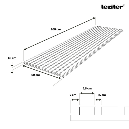 Leziter Panou acustic de perete Deco I cu aspect de nuc, 260x60x1,8 cm [2]