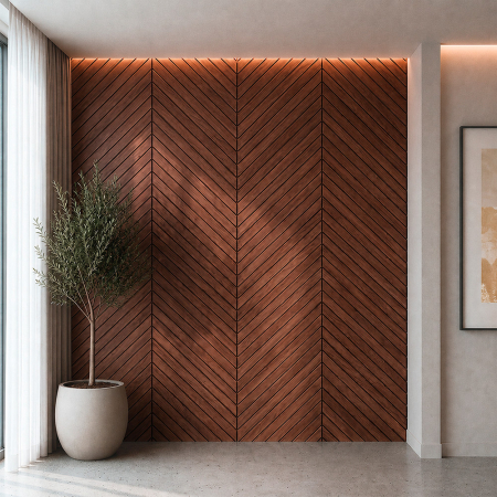 Leziter Panou acustic de perete Deco I cu aspect de nuc, 260x60x1,8 cm [1]