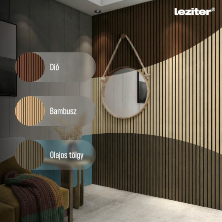 Leziter Panou acustic de perete Deco IX cu aspect de nuc, 60x60x1,8 cm [5]