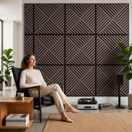Leziter Panou acustic de perete Deco VIII cu aspect de stejar tratat cu ulei, 60x60x1,8 cm [1]