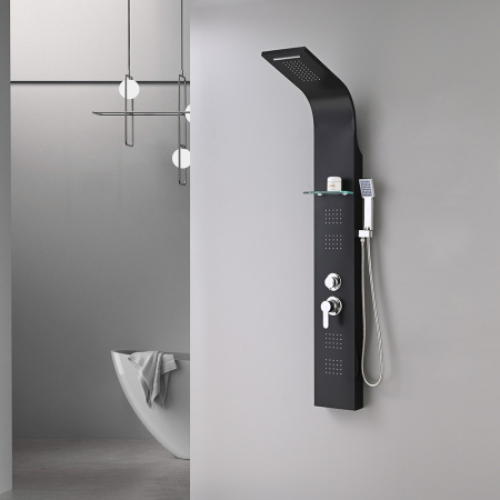 Leziter Panou de duș cu hidromasaj Alegro Black, oțel inoxidabil [3]