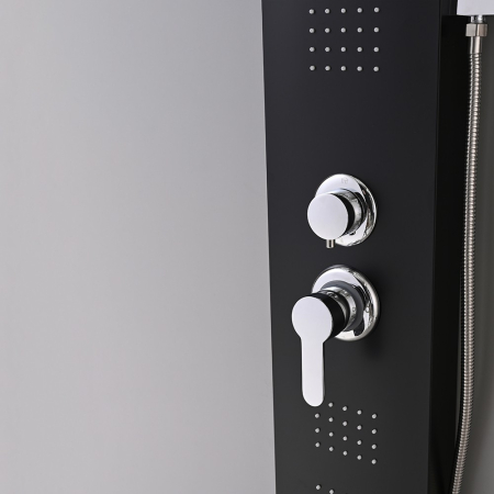 Leziter Panou de duș cu hidromasaj Alegro Black, oțel inoxidabil [9]