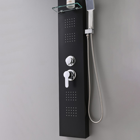 Leziter Panou de duș cu hidromasaj Alegro Black, oțel inoxidabil [8]