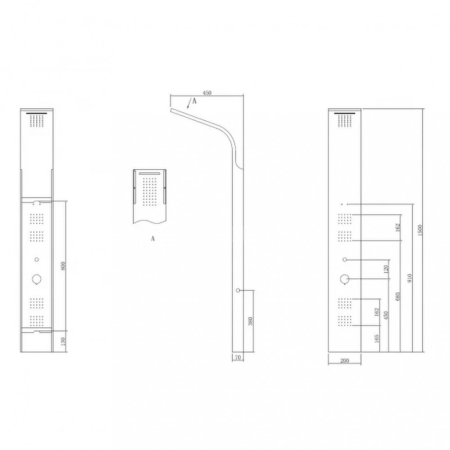 Leziter Panou de duș cu hidromasaj Alegro Silver, oțel inoxidabil [1]
