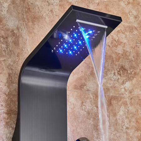 Leziter Panou de duș cu hidromasaj Aquapro negru [5]