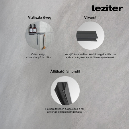 Leziter Paravan de baie Artelo 85x140 cm negru [3]