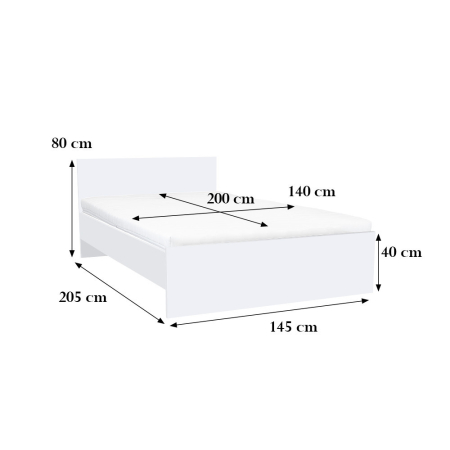 Leziter Pat dublu Miami fără cadru de pat 140x200 cm alb-alb [2]