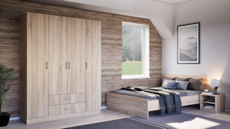 Leziter Pat dublu Miami fără cadru de pat 140x200 cm stejar sonoma-stejar sonoma [1]