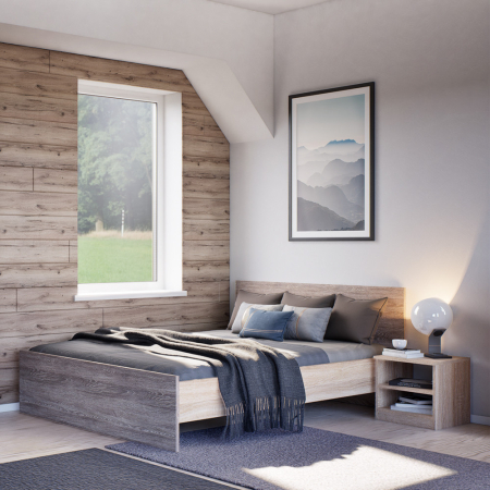 Leziter Pat dublu Miami fără cadru de pat 140x200 cm stejar York-stejar Sonoma [1]