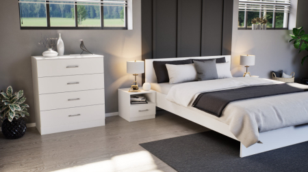 Leziter Pat dublu Miami fără cadru de pat 160x200 cm alb-alb [1]