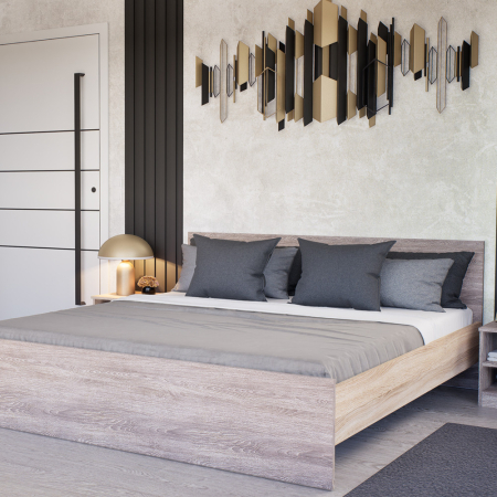 Leziter Pat dublu Miami fără cadru de pat 180x200 cm stejar York-stejar Sonoma [1]