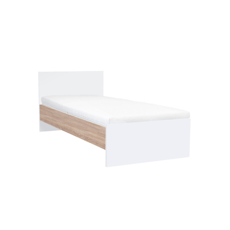 Pat simplu - Leziter Pat single Miami 90x200 cm alb-stejar sonoma