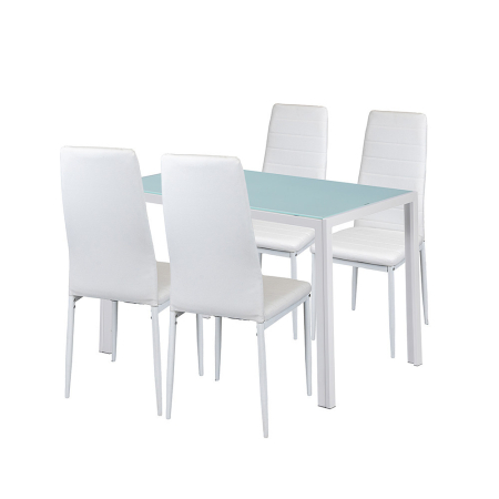 Mobilier - Leziter Portland 4+1 set de sufragerie alb