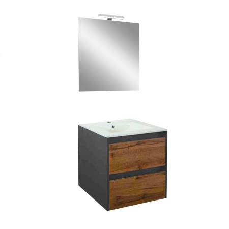 Produse temporar indisponibile - Leziter Porto Prime 60 mobilier de baie complet în antracit stejar țară