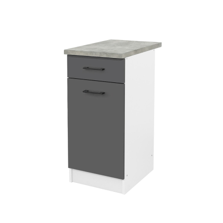 Bucătărie - Leziter Praktik 40 dulap de bază 1 ușă 1 sertar, alb-antracit