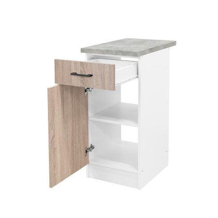 Leziter Praktik 40 dulap de bază 1 ușă 1 sertar, stejar alb-sonoma [2]