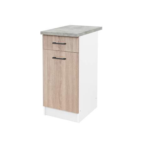 Bucătărie - Leziter Praktik 40 dulap de bază 1 ușă 1 sertar, stejar alb-sonoma