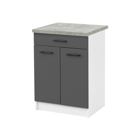 Bucătărie - Leziter Praktik 60 dulap de bază 2 uși 1 sertar, alb-antracit