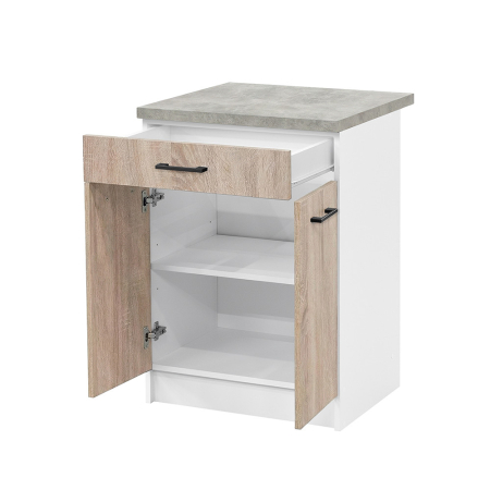 Leziter Praktik 60 dulap de bază 2 uși 1 sertar, stejar alb-sonoma [2]