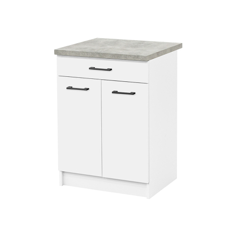 Bucătărie - Leziter Praktik 60 dulap inferior 2 uși 1 sertar, alb-alb