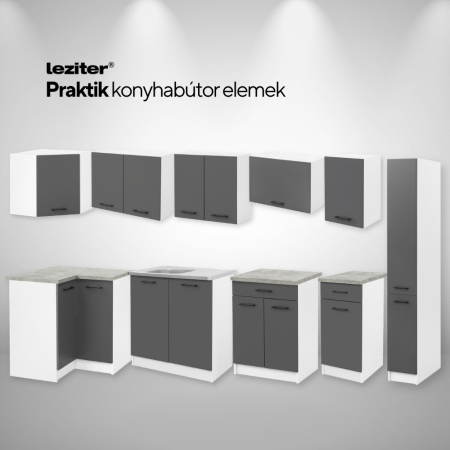 Leziter Praktik 60 unitate de perete cu 2 uși, alb-antracit [3]