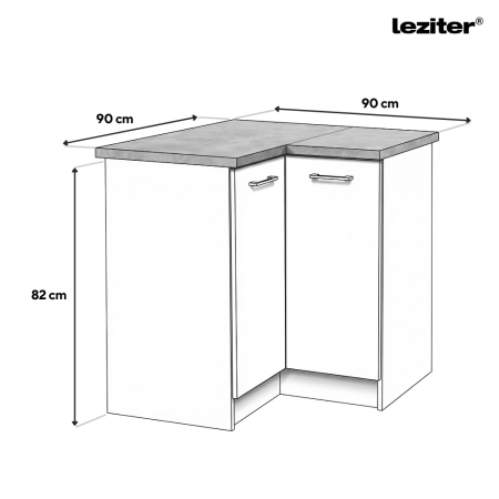Leziter Praktik 90 dulap colțar inferior 2 uși, alb-antracit [1]