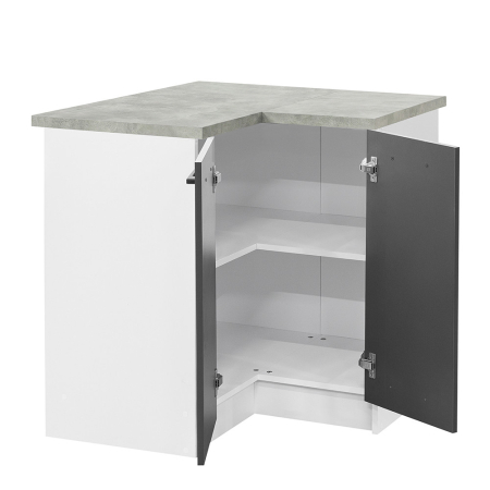 Leziter Praktik 90 dulap colțar inferior 2 uși, alb-antracit [2]