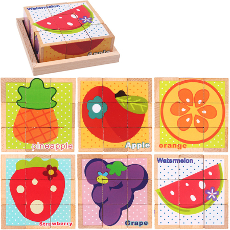 Produse temporar indisponibile - Leziter Puzzle cu zaruri, spinner cu animale - fructe