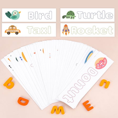 Leziter Puzzle de cuvinte, joc din lemn pentru învățarea cuvintelor cu cărți în limba engleză [4]