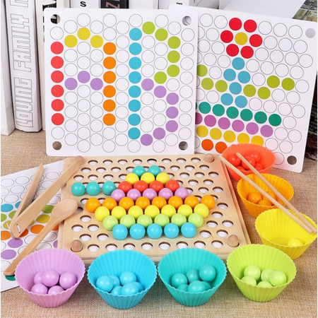 Leziter Puzzle mozaic cu bile, jucărie din lemn Montessori [3]