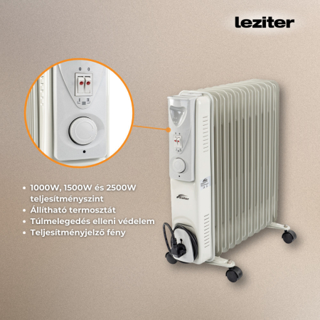 Leziter Radiator cu ulei Norde, format din 11 piese, 1000W/1500W/2500W [2]