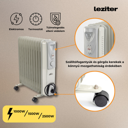 Leziter Radiator cu ulei Norde, format din 11 piese, 1000W/1500W/2500W [3]