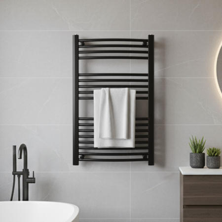 Leziter Radiator curbat pentru uscător de prosoape 1000x600 mm negru [1]