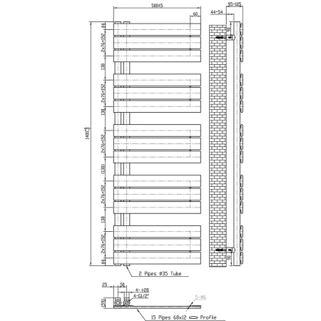 Leziter Radiator pentru prosoape Solaro Design, 1400x500 mm, negru [2]
