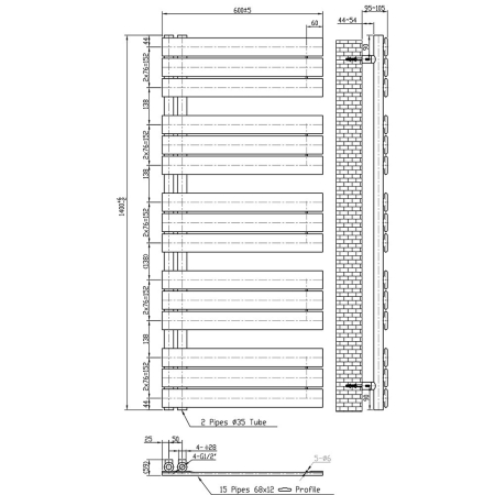 Leziter Radiator pentru prosoape Solaro Design, 1400x600 mm, negru [2]